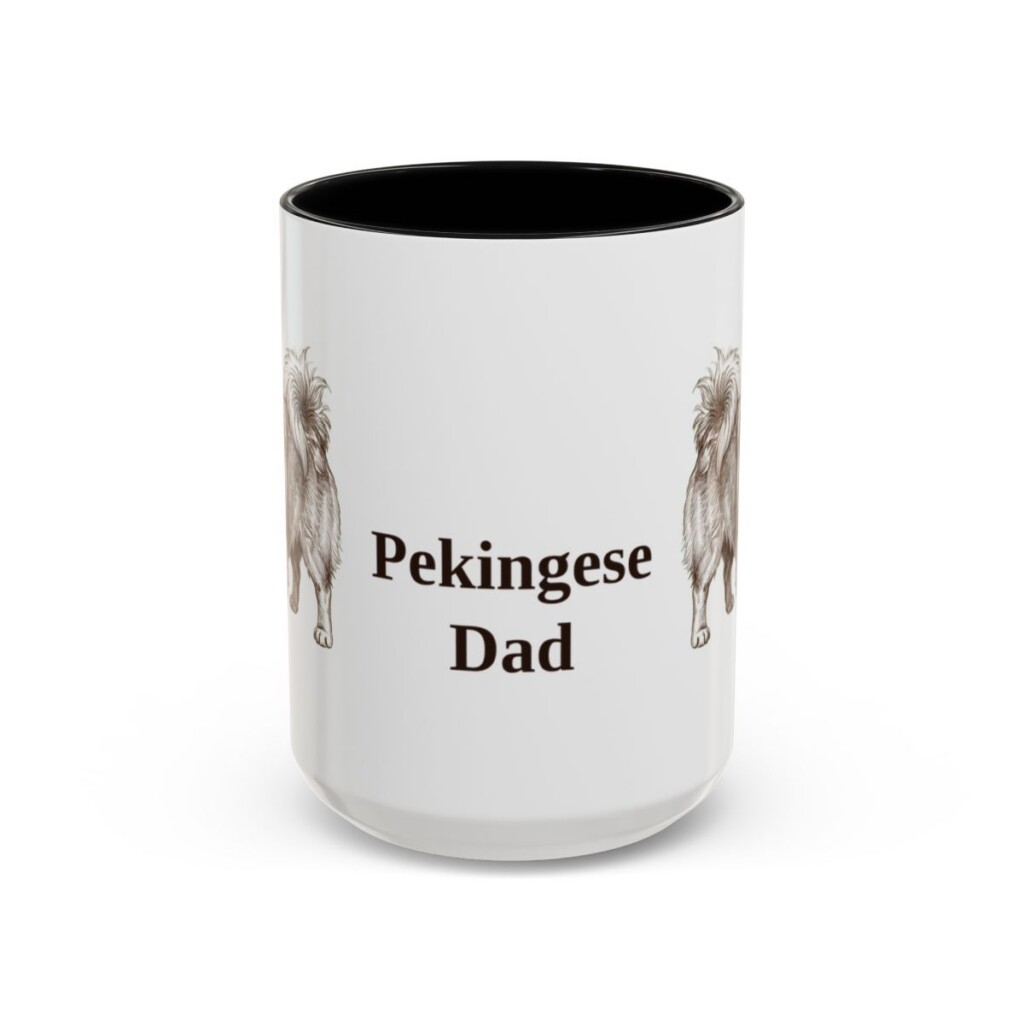 15oz Pekingese Dog Dad Mug, Black, front view
