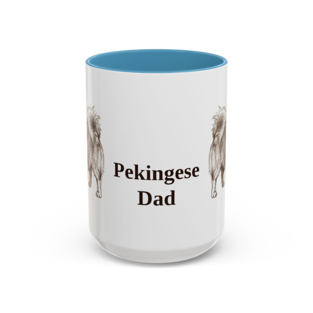 15oz Pekingese Dog Dad Mug, Light Blue, front view