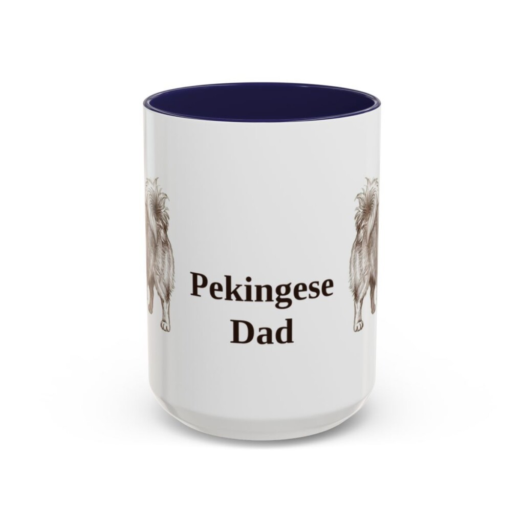 15oz Pekingese Dog Dad Mug, Navy, front view