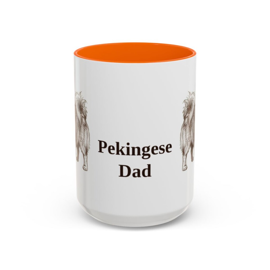 15oz Pekingese Dog Dad Mug, Orange, front view