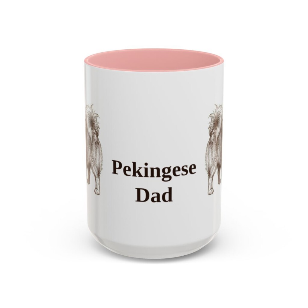 15oz Pekingese Dog Dad Mug, Pink, front view