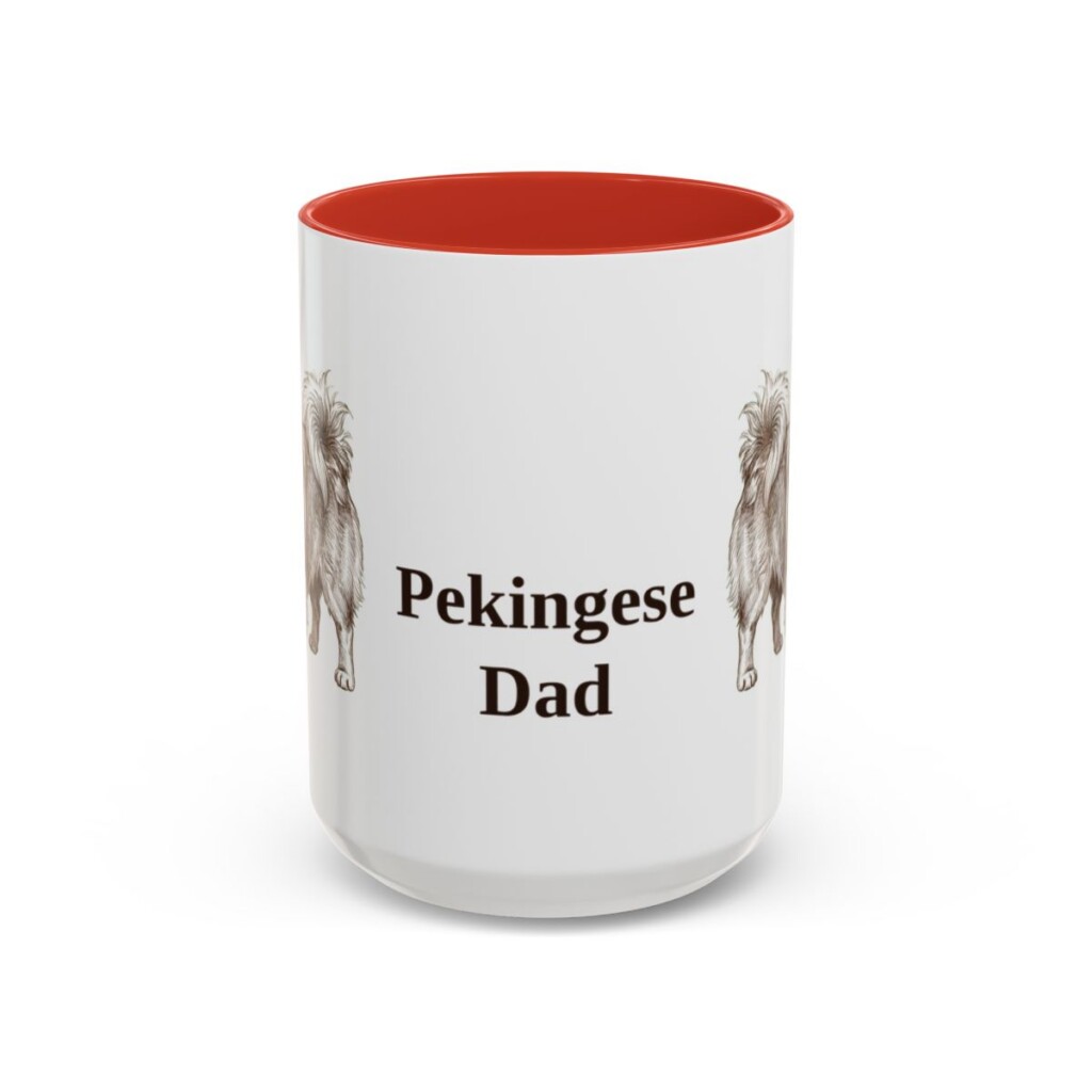 15oz Pekingese Dog Dad Mug, Red, front view