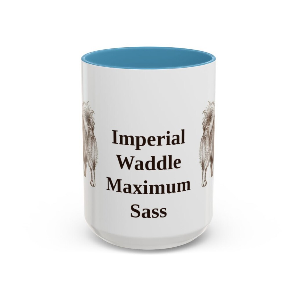 15oz Funny Pekingese Mug, Light Blue, front view