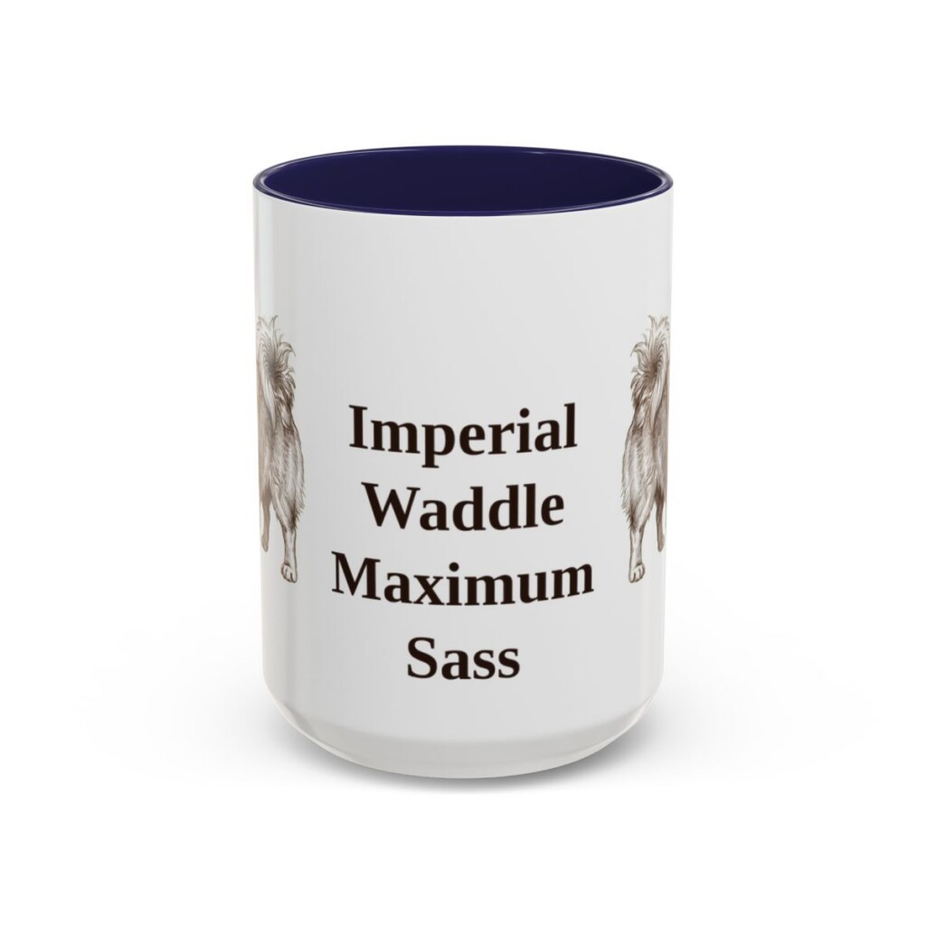 15oz Funny Pekingese Mug, Navy, front view
