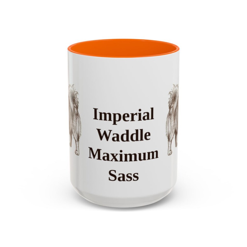 15oz Funny Pekingese Mug, Orange, front view