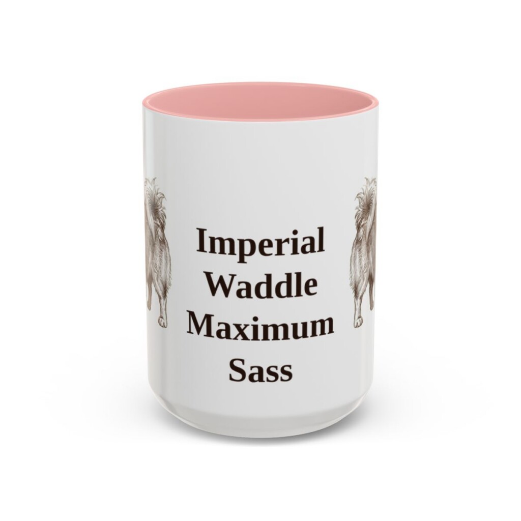 15oz Funny Pekingese Mug, Pink, front view