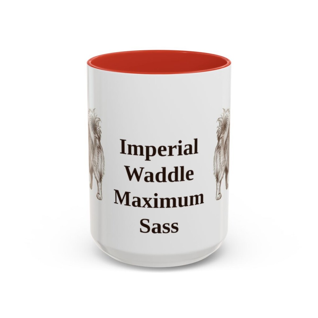 15oz Funny Pekingese Mug, Red, front view
