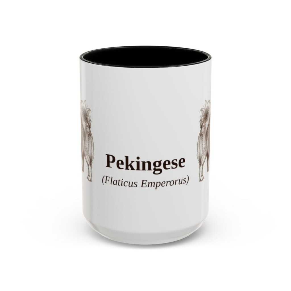15oz Pekingese Latin Mug, Black, front view