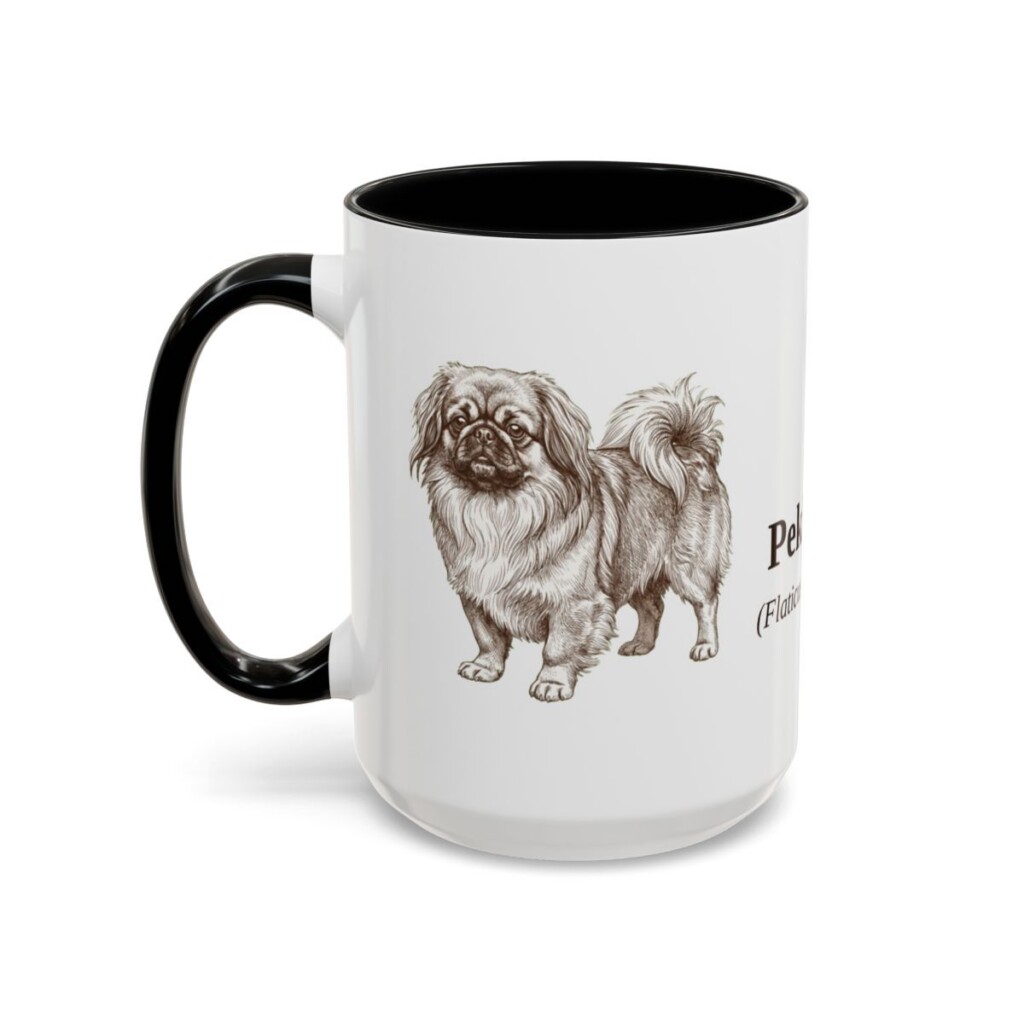15oz Pekingese Latin Mug, Black, left side view