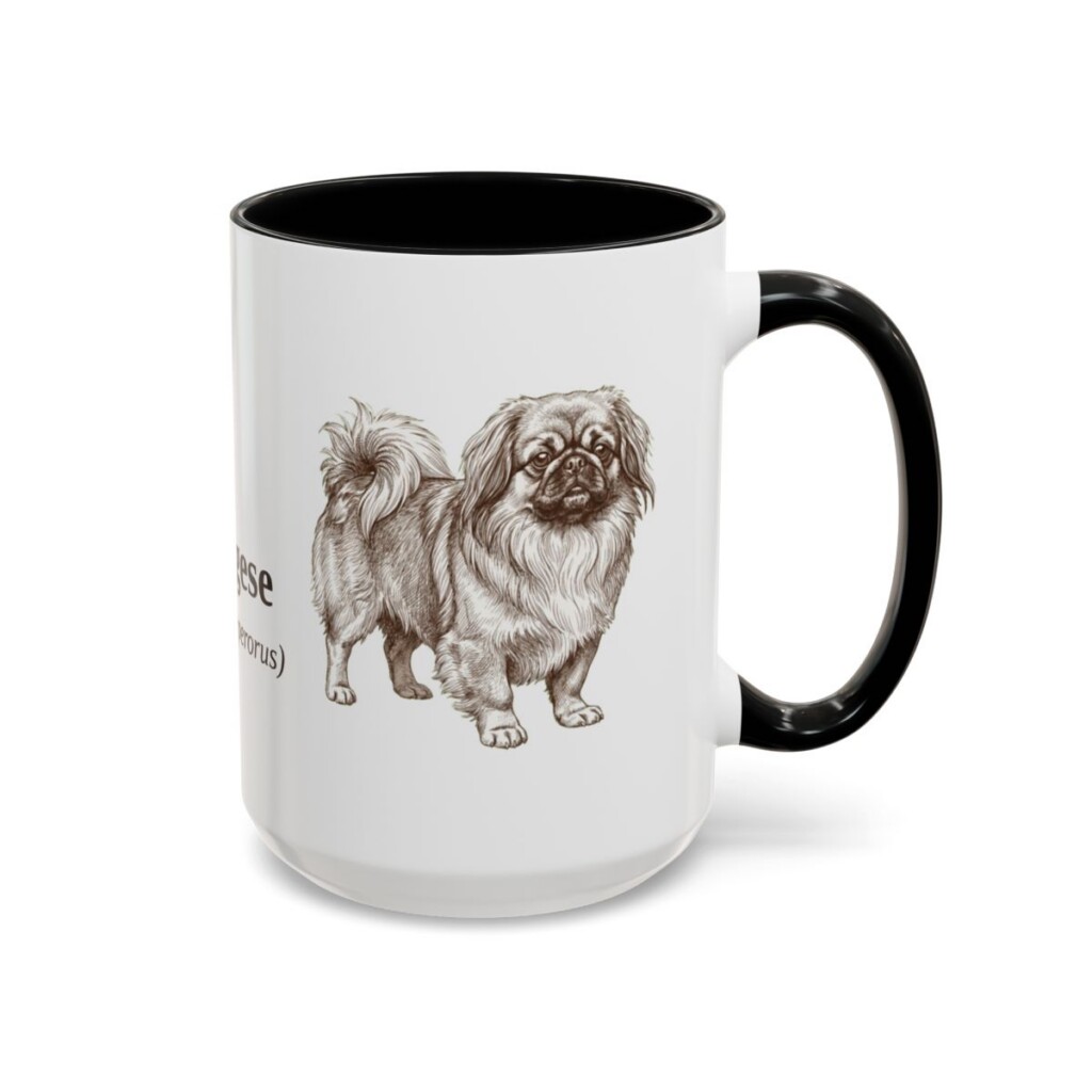 15oz Pekingese Latin Mug, Black, right side view