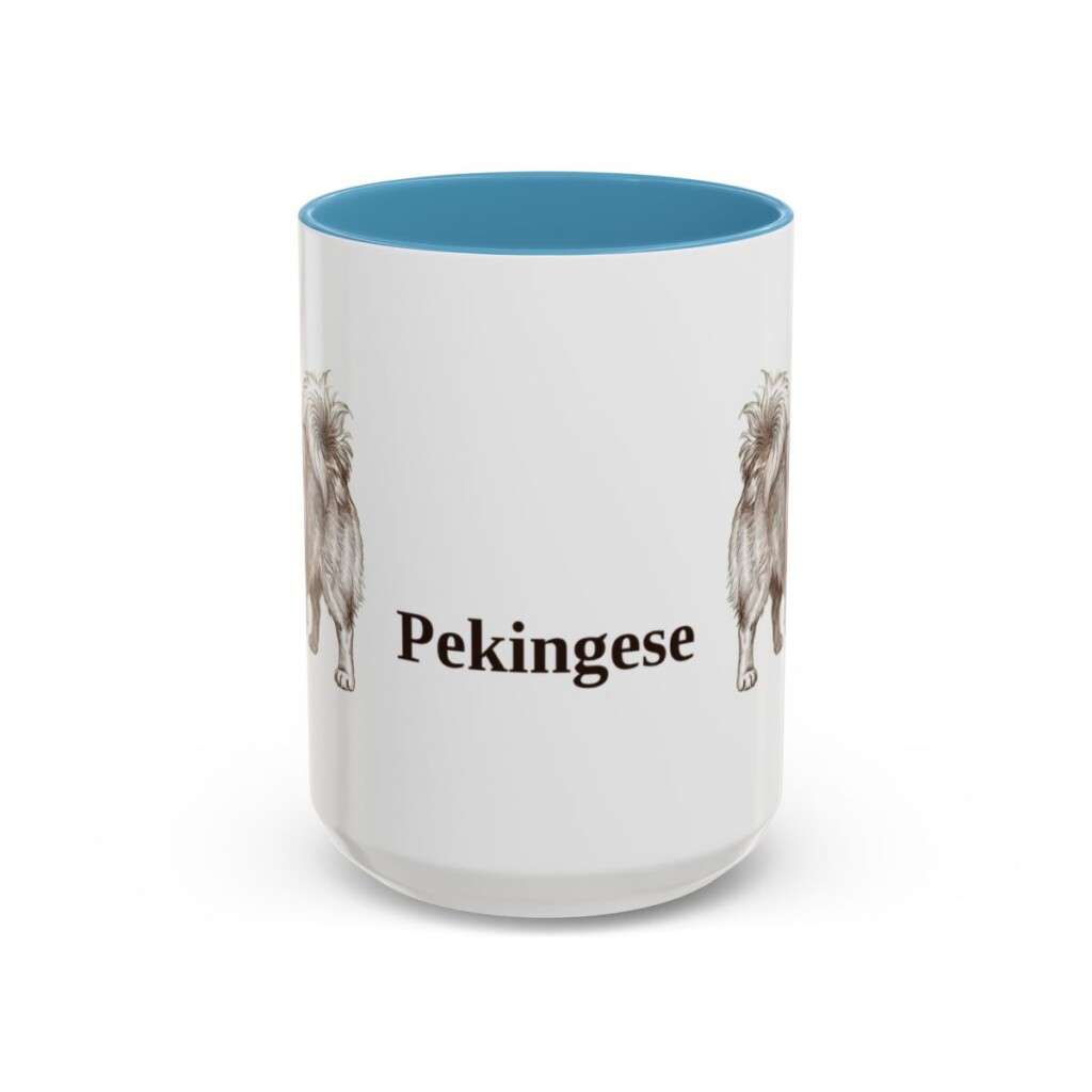 15oz Pekingese Mug, Light Blue, front view