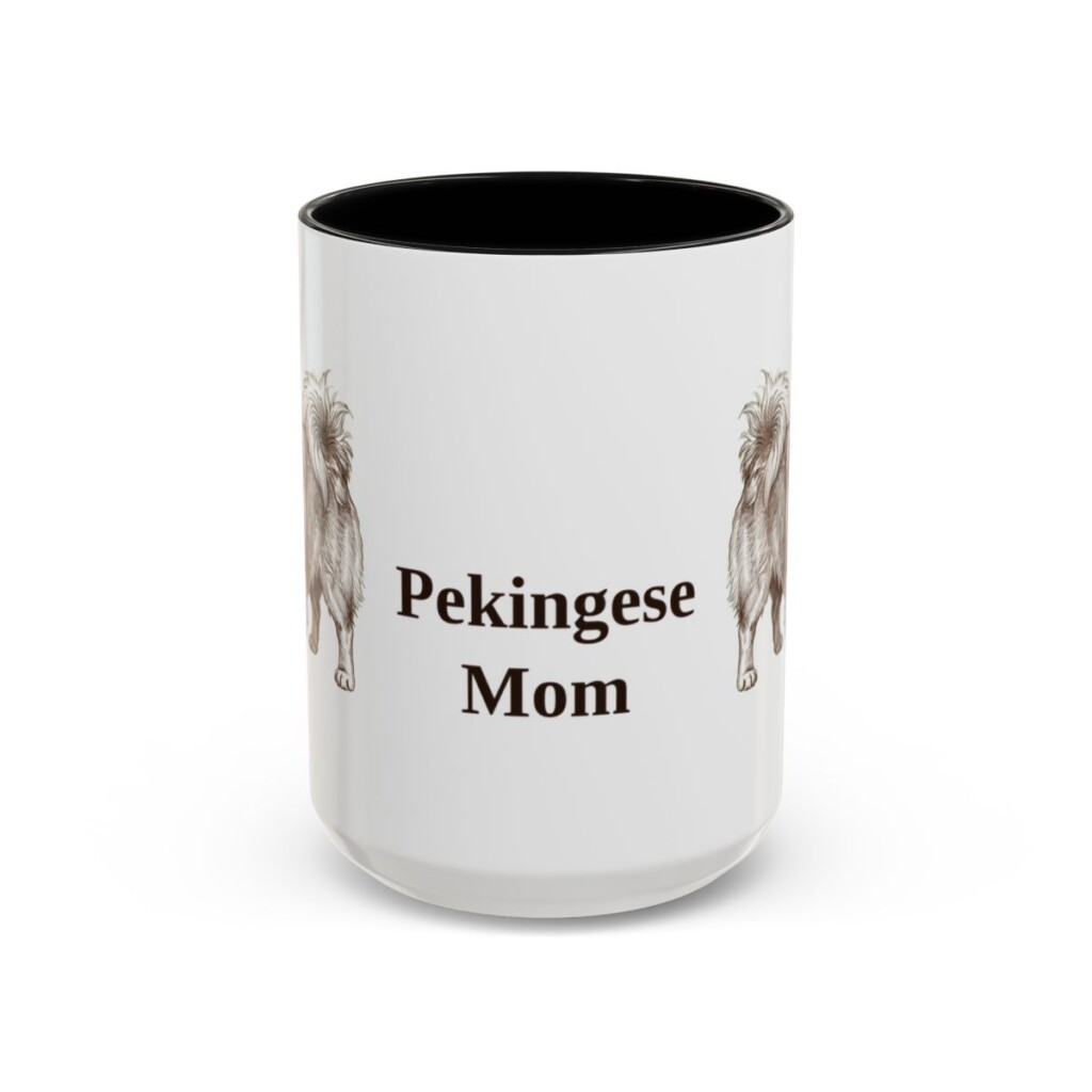 15oz Pekingese Dog Mom Mug, Black, front view