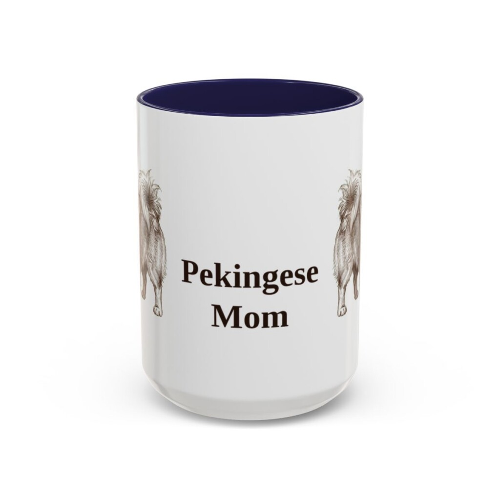 15oz Pekingese Dog Mom Mug, Navy, front view