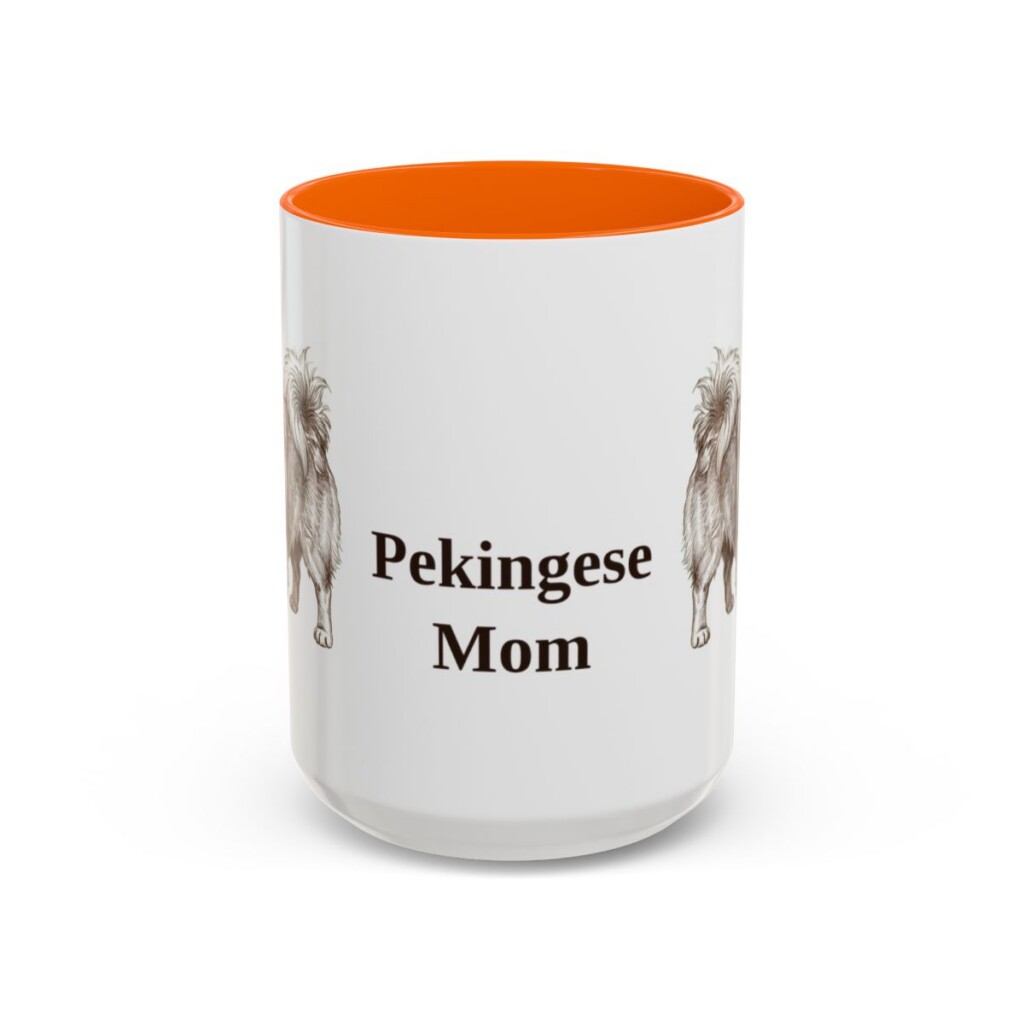15oz Pekingese Dog Mom Mug, Orange, front view