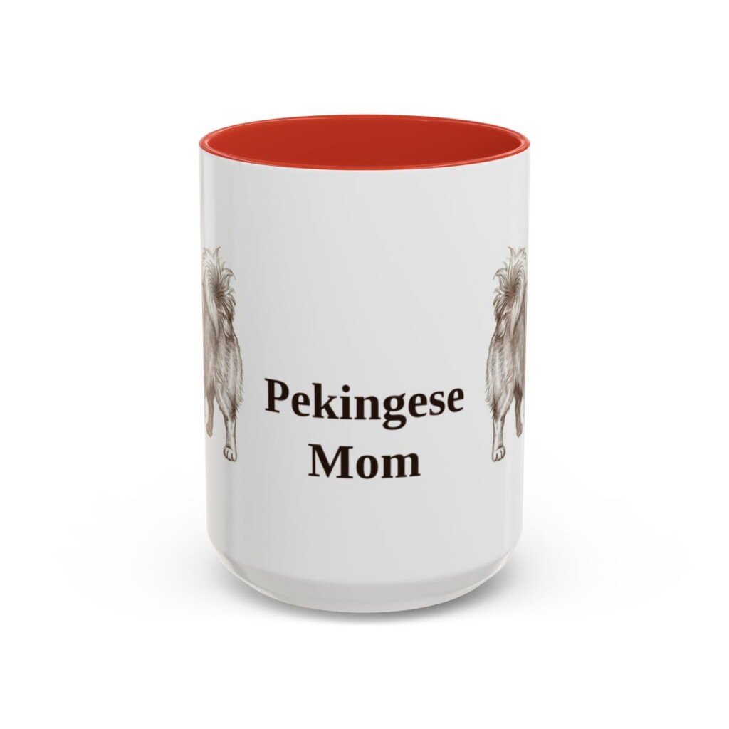 15oz Pekingese Dog Mom Mug, Red, front view