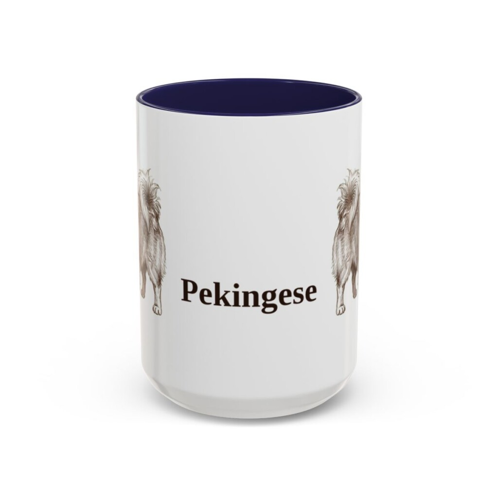 15oz Pekingese Mug, Navy, front view
