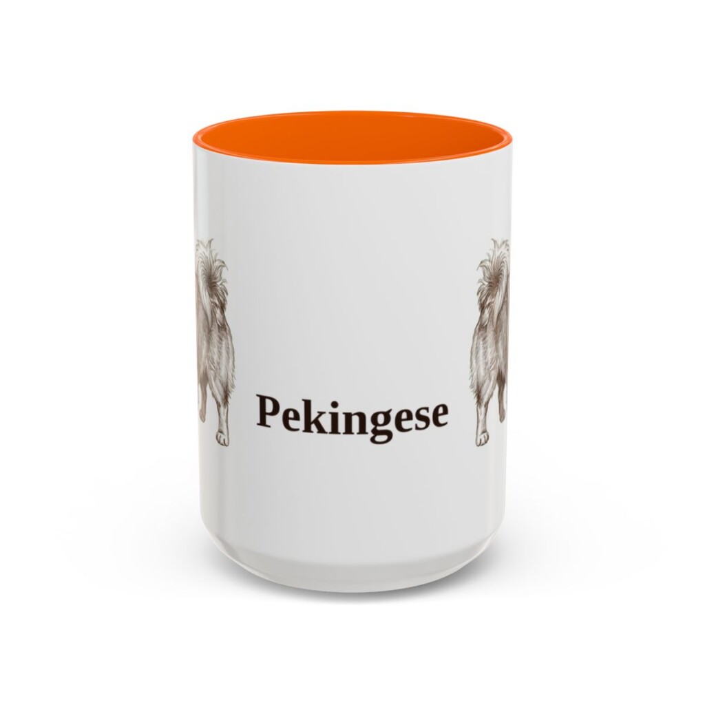 15oz Pekingese Mug, Orange, front view