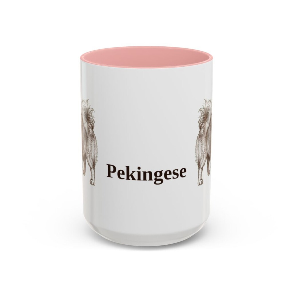 15oz Pekingese Mug, Pink, front view