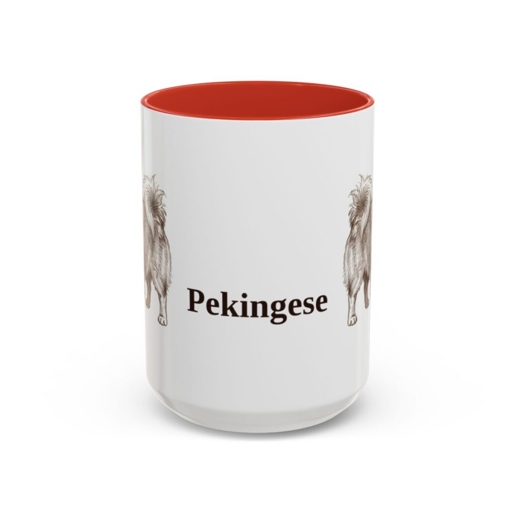 15oz Pekingese Mug, Red, front view