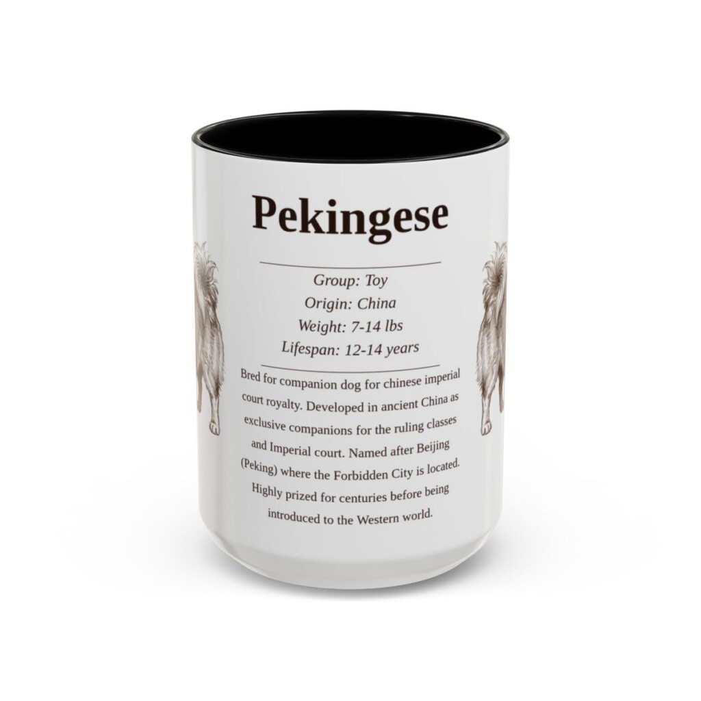 15oz Pekingese Mug, Black, front view