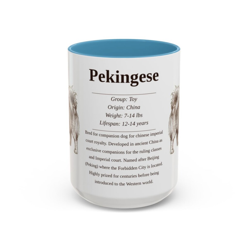 15oz Pekingese Mug, Light Blue, front view