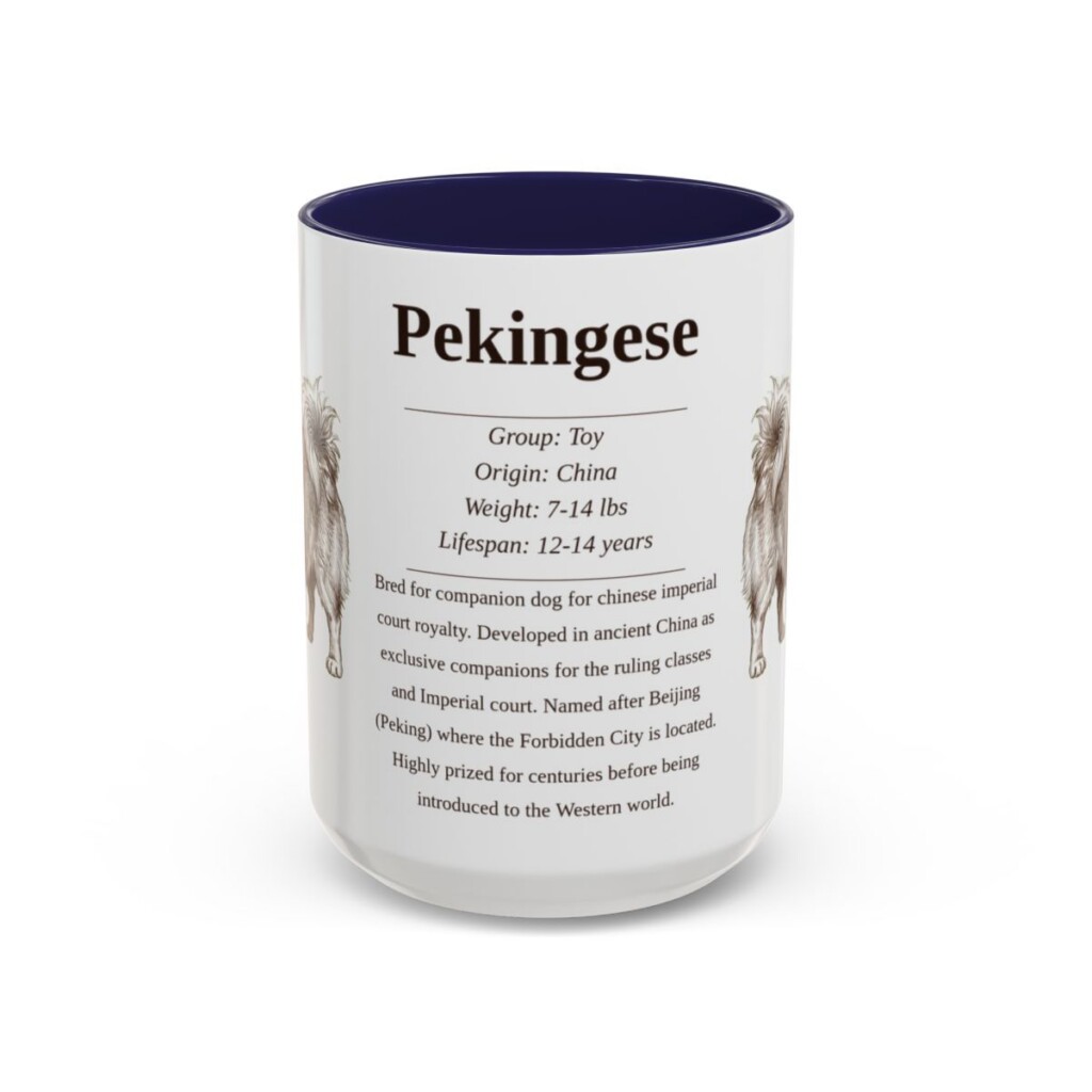 15oz Pekingese Mug, Navy, front view