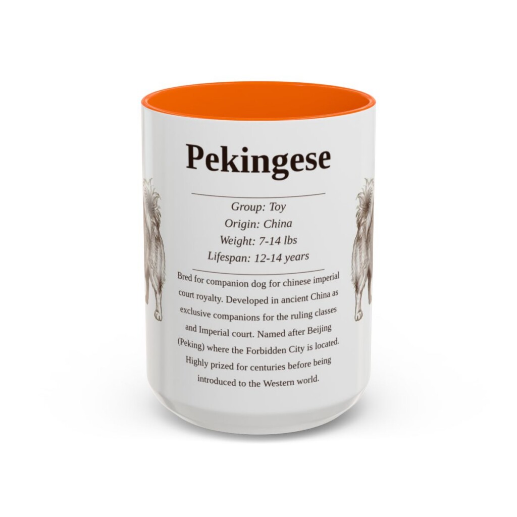 15oz Pekingese Mug, Orange, front view