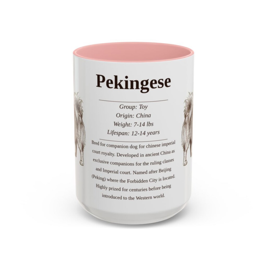 15oz Pekingese Mug, Pink, front view