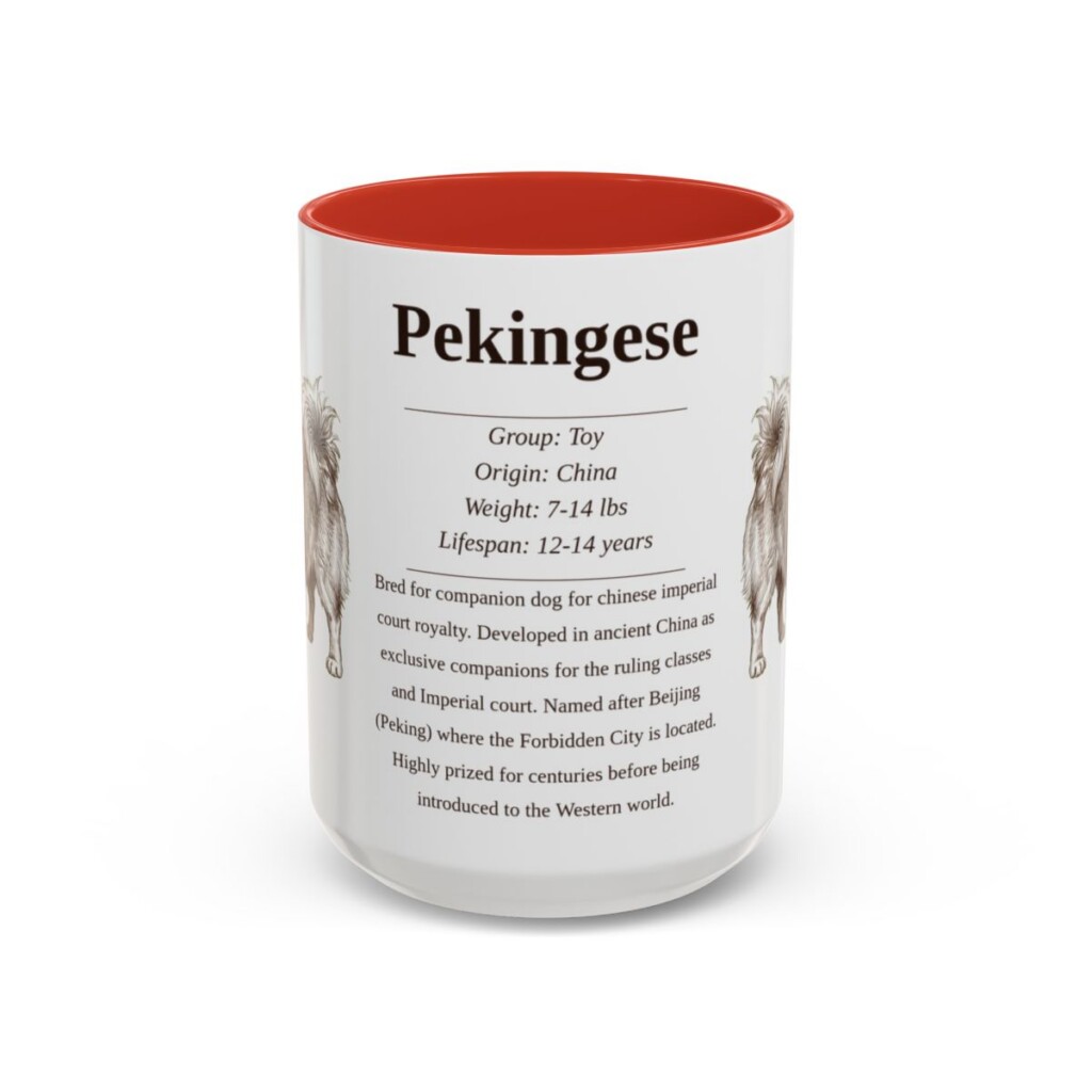 15oz Pekingese Mug, Red, front view