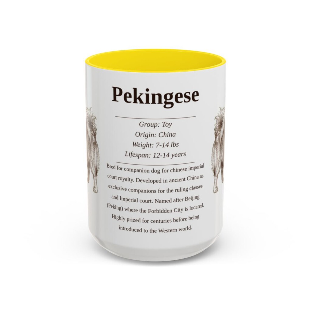 15oz Pekingese Mug, Yellow, front view