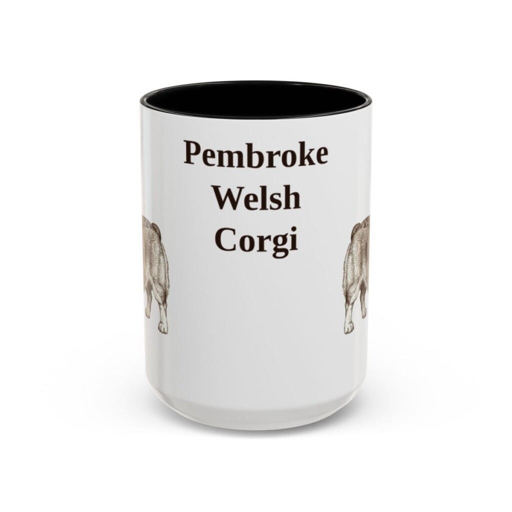 15oz Pembroke Welsh Corgi Mug, Black, front view