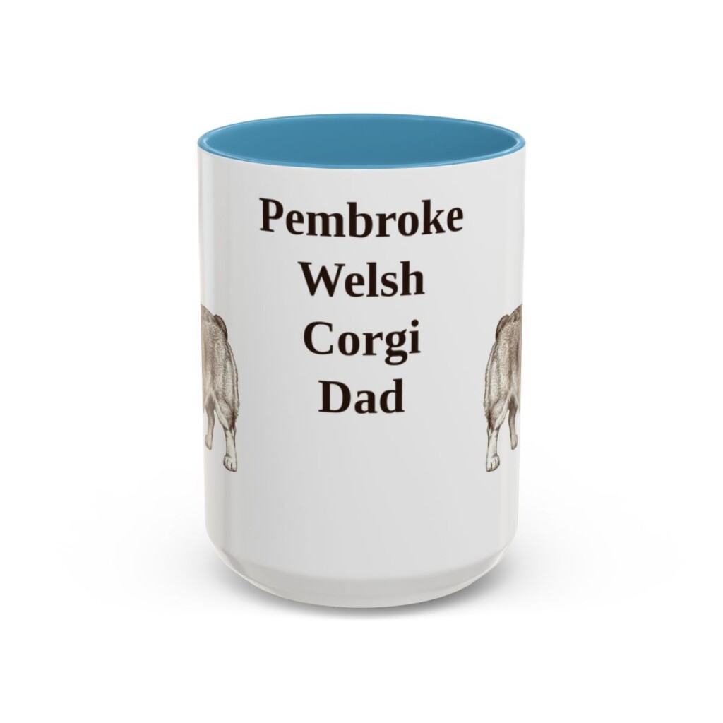 15oz-pembroke-welsh-corgi-mug-dad-light-blue 15oz Pembroke Welsh Corgi Dog Dad Mug, Light Blue, front view