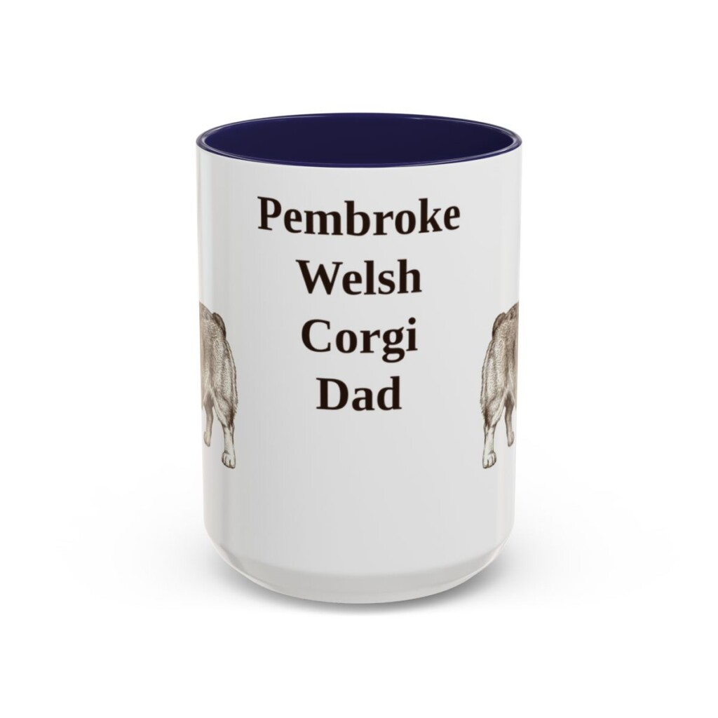 15oz-pembroke-welsh-corgi-mug-dad-navy 15oz Pembroke Welsh Corgi Dog Dad Mug, Navy, front view