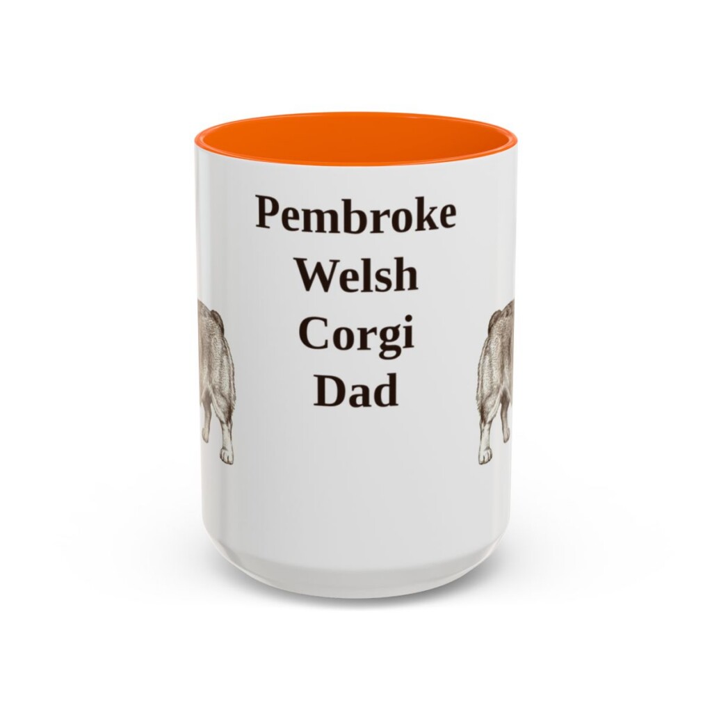 15oz-pembroke-welsh-corgi-mug-dad-orange 15oz Pembroke Welsh Corgi Dog Dad Mug, Orange, front view