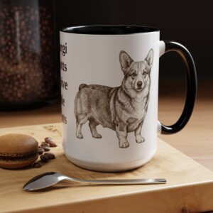 15oz Funny Pembroke Welsh Corgi Mug, Black, lifestyle photo