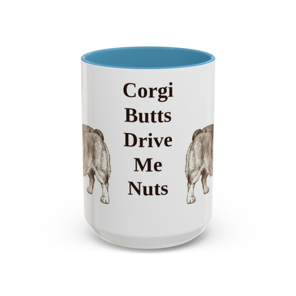 15oz-pembroke-welsh-corgi-mug-humor-light-blue 15oz Funny Pembroke Welsh Corgi Mug, Light Blue, front view