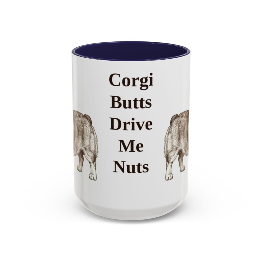 15oz-pembroke-welsh-corgi-mug-humor-navy 15oz Funny Pembroke Welsh Corgi Mug, Navy, front view