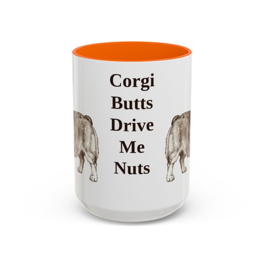 15oz-pembroke-welsh-corgi-mug-humor-orange 15oz Funny Pembroke Welsh Corgi Mug, Orange, front view
