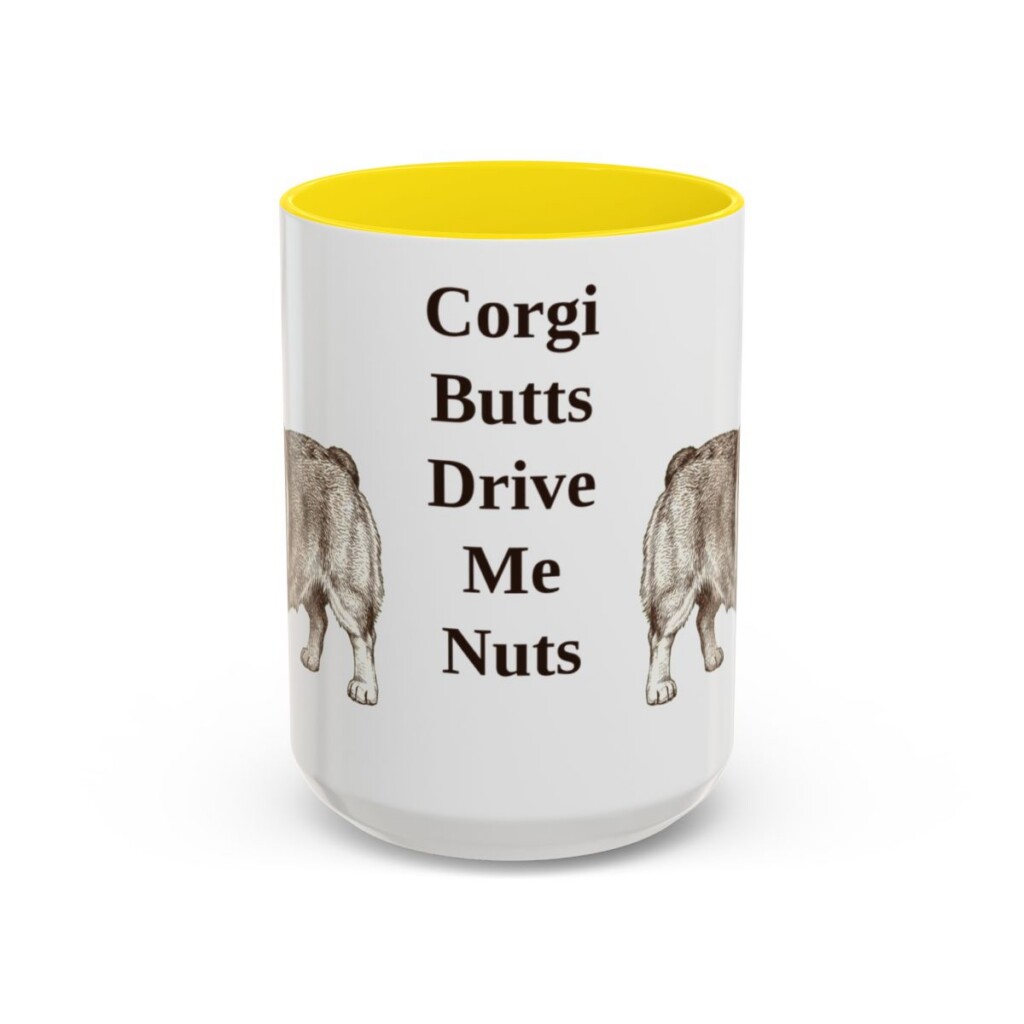 15oz-pembroke-welsh-corgi-mug-humor-yellow 15oz Funny Pembroke Welsh Corgi Mug, Yellow, front view