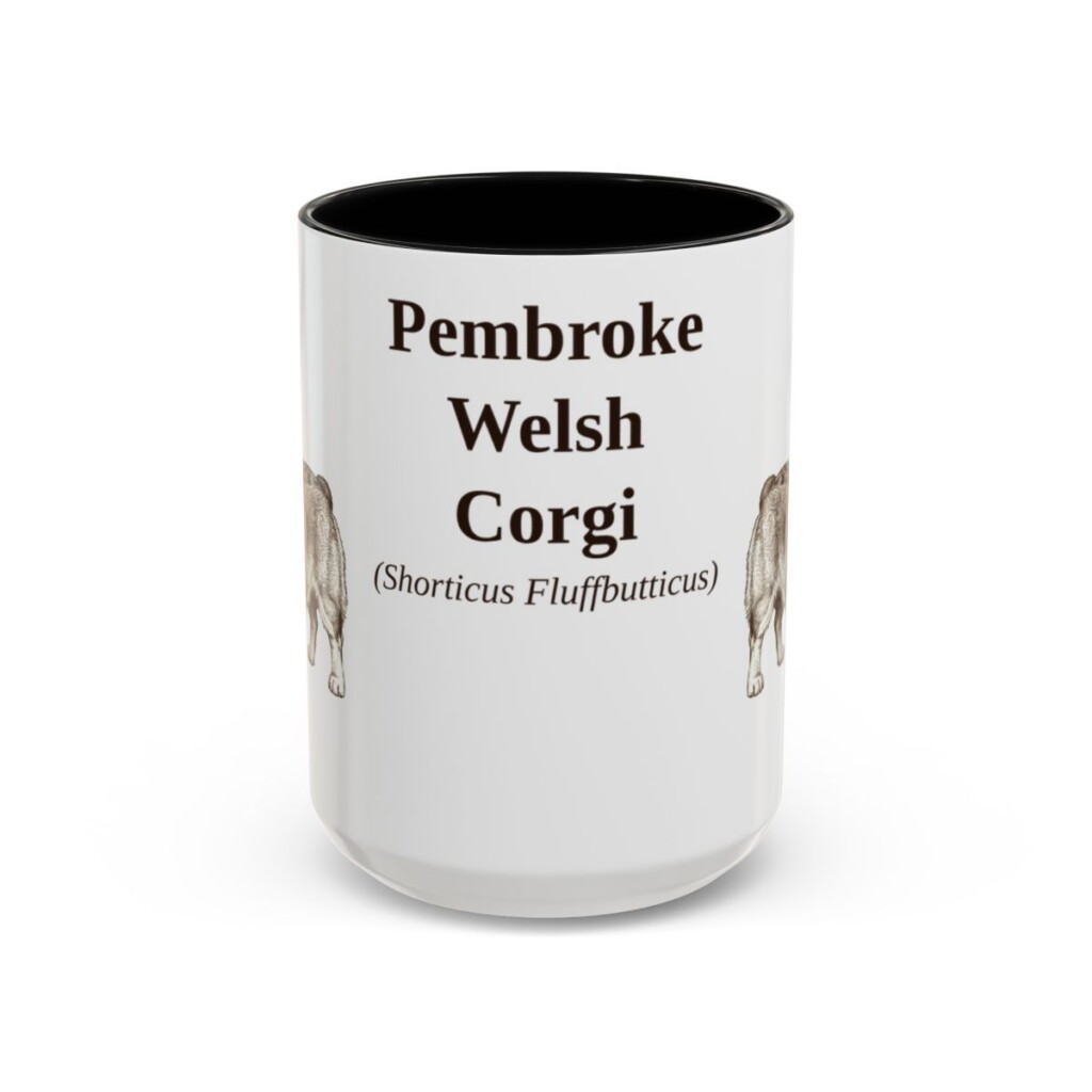 15oz-pembroke-welsh-corgi-mug-latin-black-front 15oz Pembroke Welsh Corgi Latin Mug, Black, front view