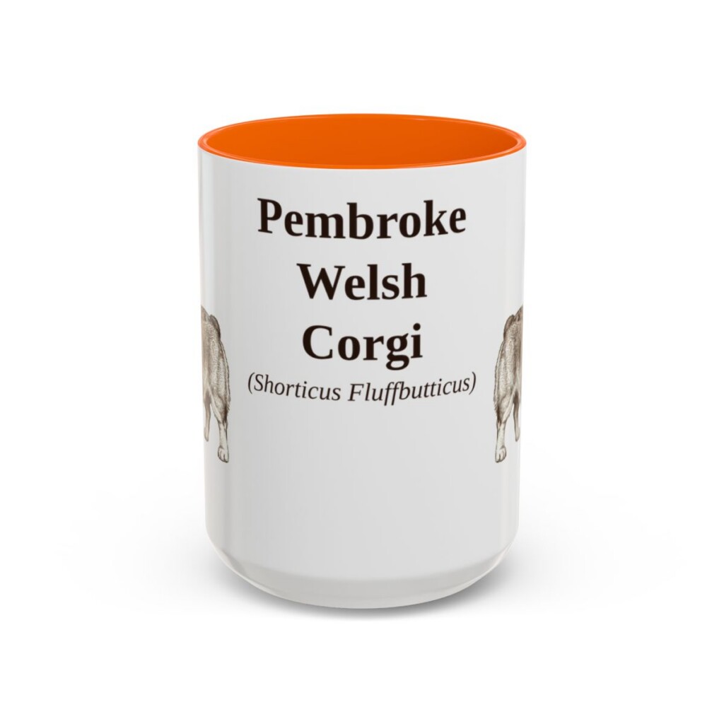 15oz-pembroke-welsh-corgi-mug-latin-orange 15oz Pembroke Welsh Corgi Latin Mug, Orange, front view