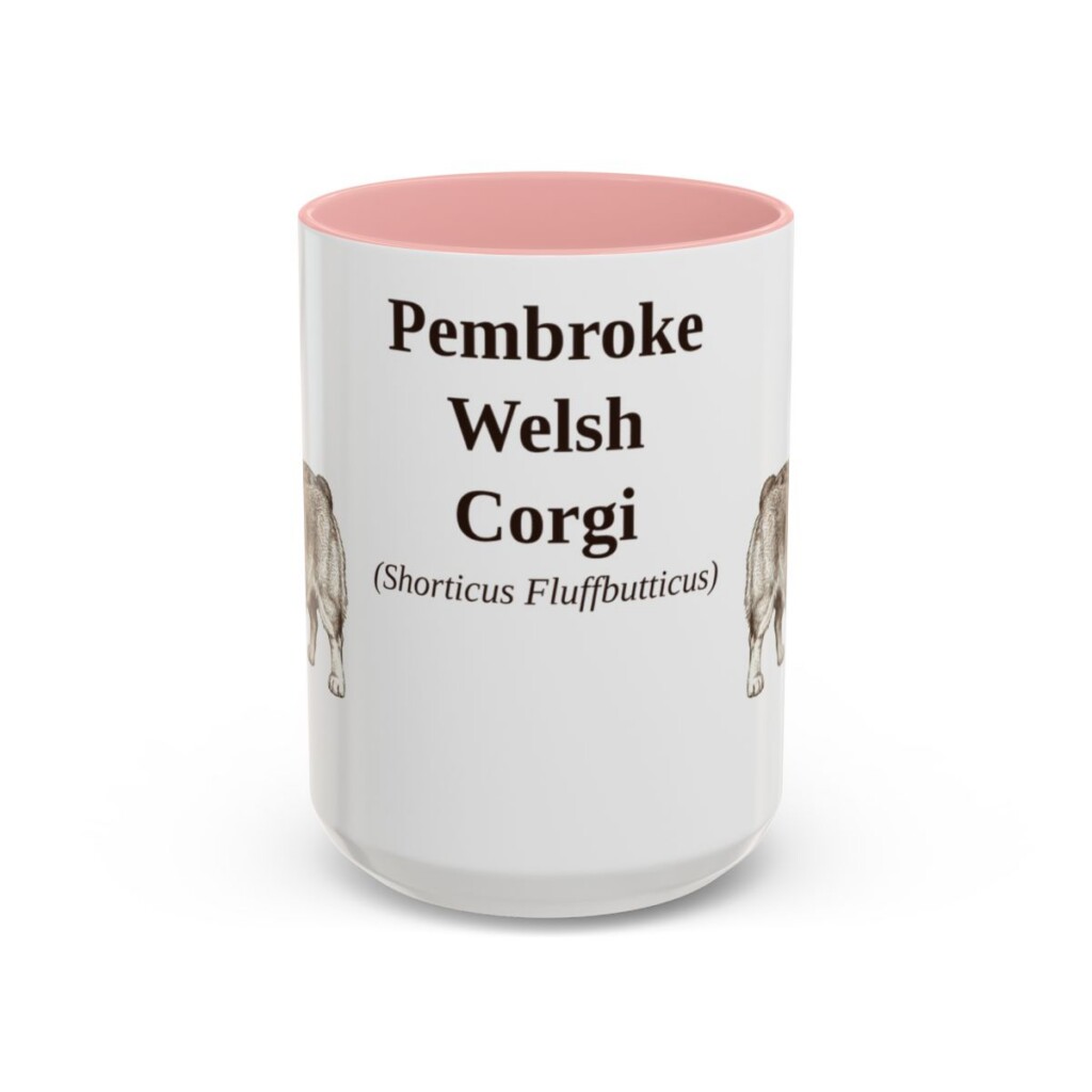 15oz-pembroke-welsh-corgi-mug-latin-pink 15oz Pembroke Welsh Corgi Latin Mug, Pink, front view