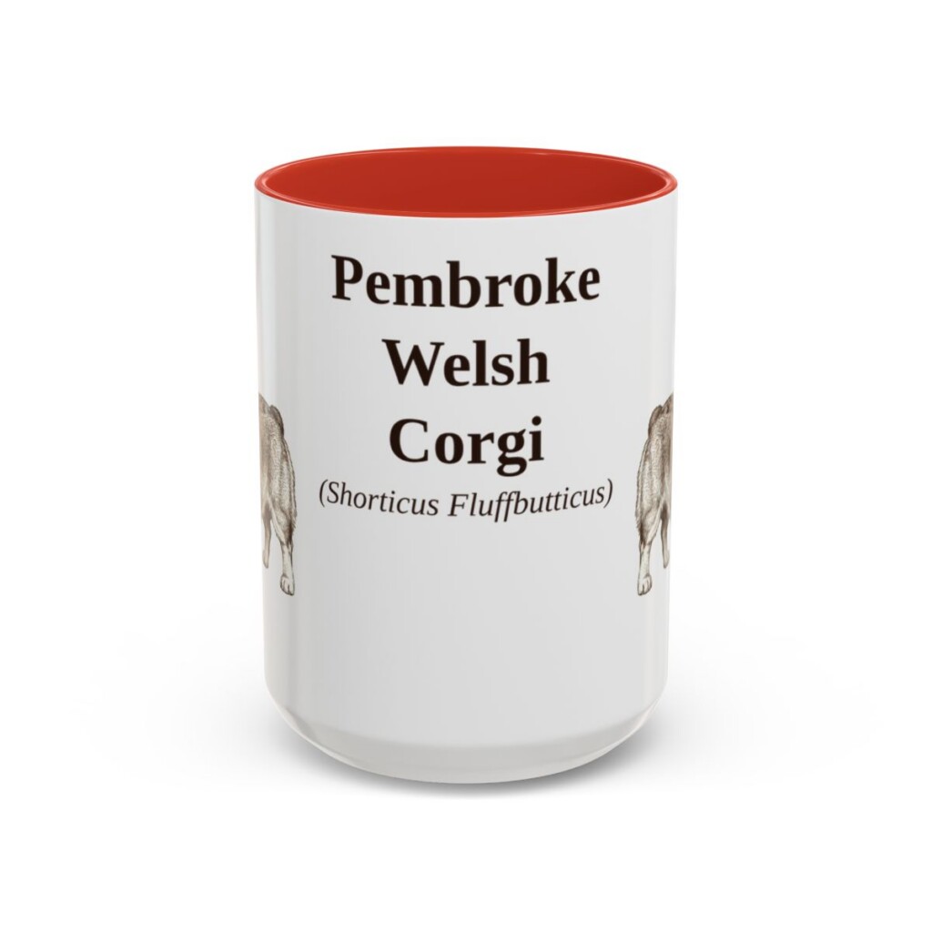 15oz-pembroke-welsh-corgi-mug-latin-red 15oz Pembroke Welsh Corgi Latin Mug, Red, front view