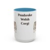 15oz Pembroke Welsh Corgi Mug, Light Blue, front view