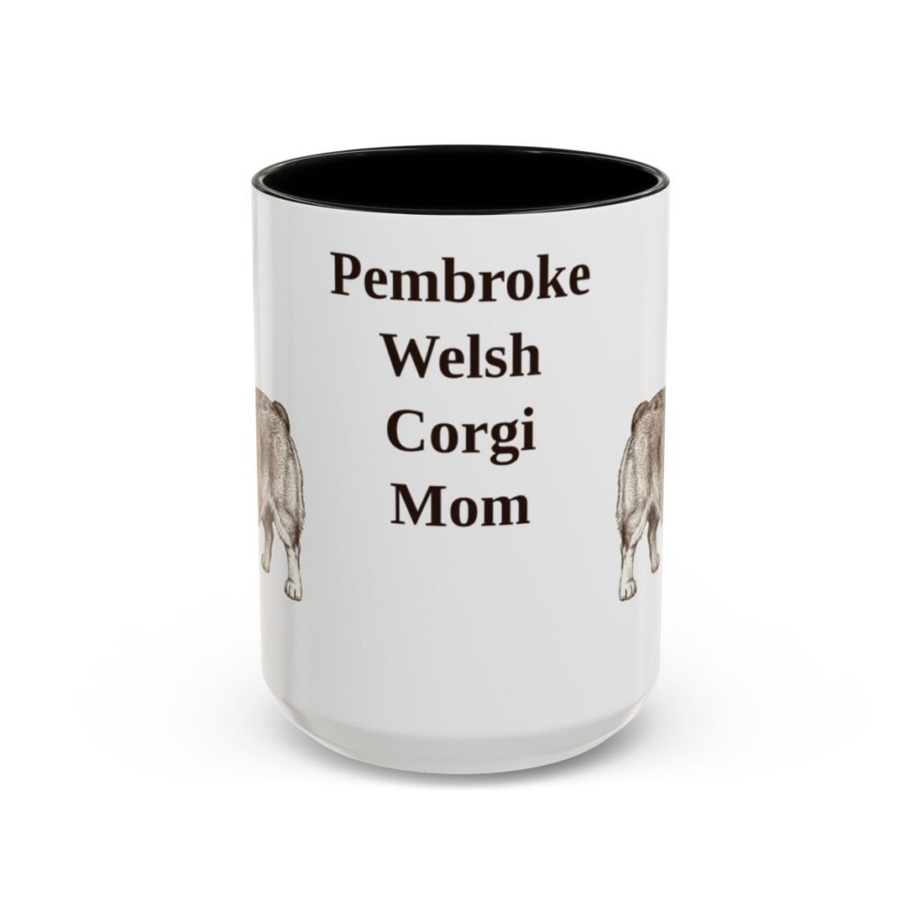 15oz Pembroke Welsh Corgi Dog Mom Mug, Black, front view