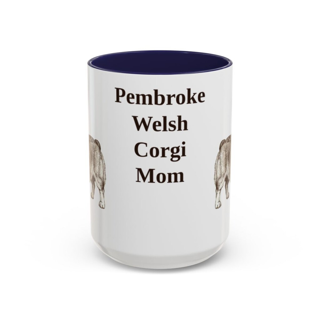 15oz Pembroke Welsh Corgi Dog Mom Mug, Navy, front view