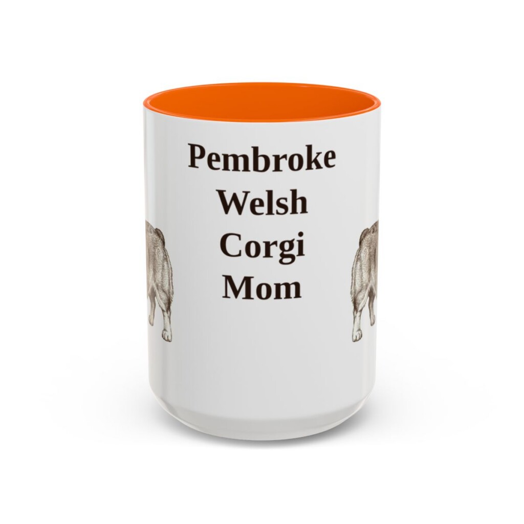 15oz Pembroke Welsh Corgi Dog Mom Mug, Orange, front view