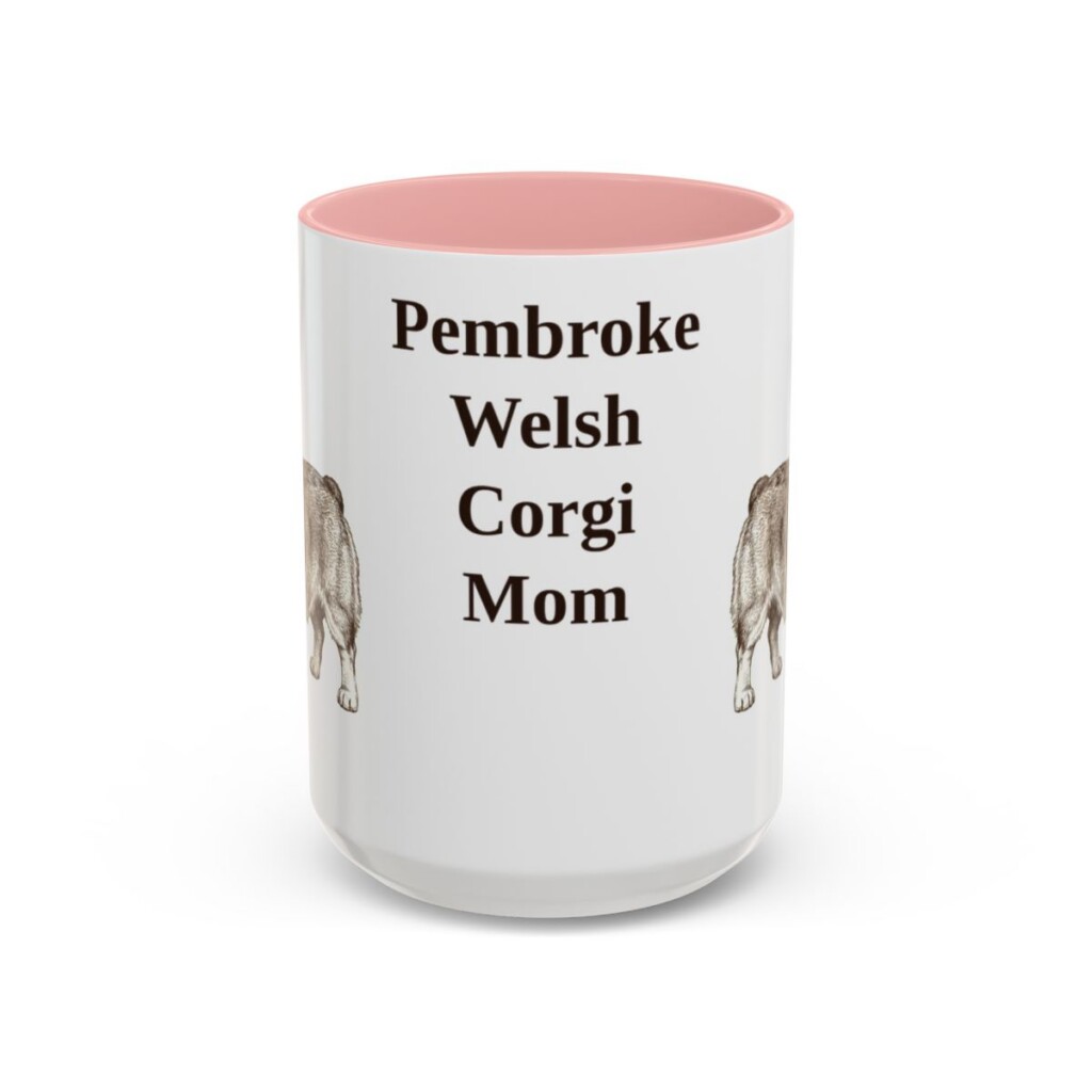 15oz Pembroke Welsh Corgi Dog Mom Mug, Pink, front view