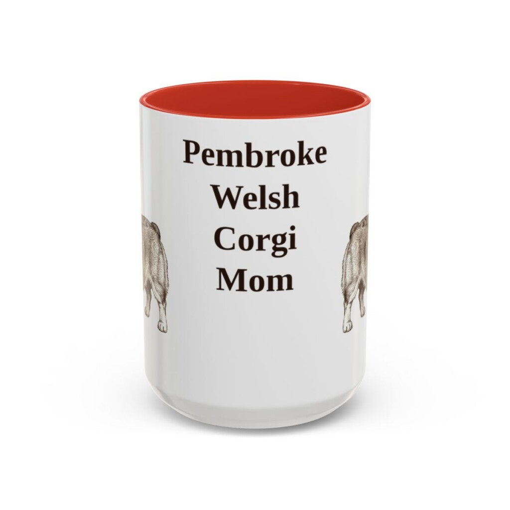 15oz Pembroke Welsh Corgi Dog Mom Mug, Red, front view