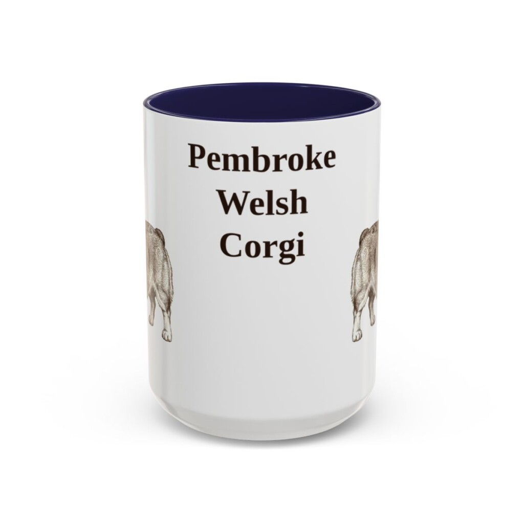 15oz Pembroke Welsh Corgi Mug, Navy, front view